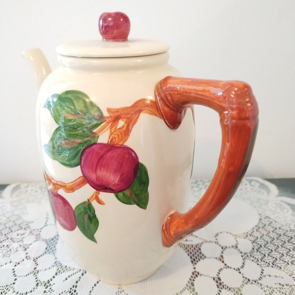 Vintage Franciscan Apple Dinnerware Coffee Pot Server w/ Lid Made In California - Picture 4 of 8